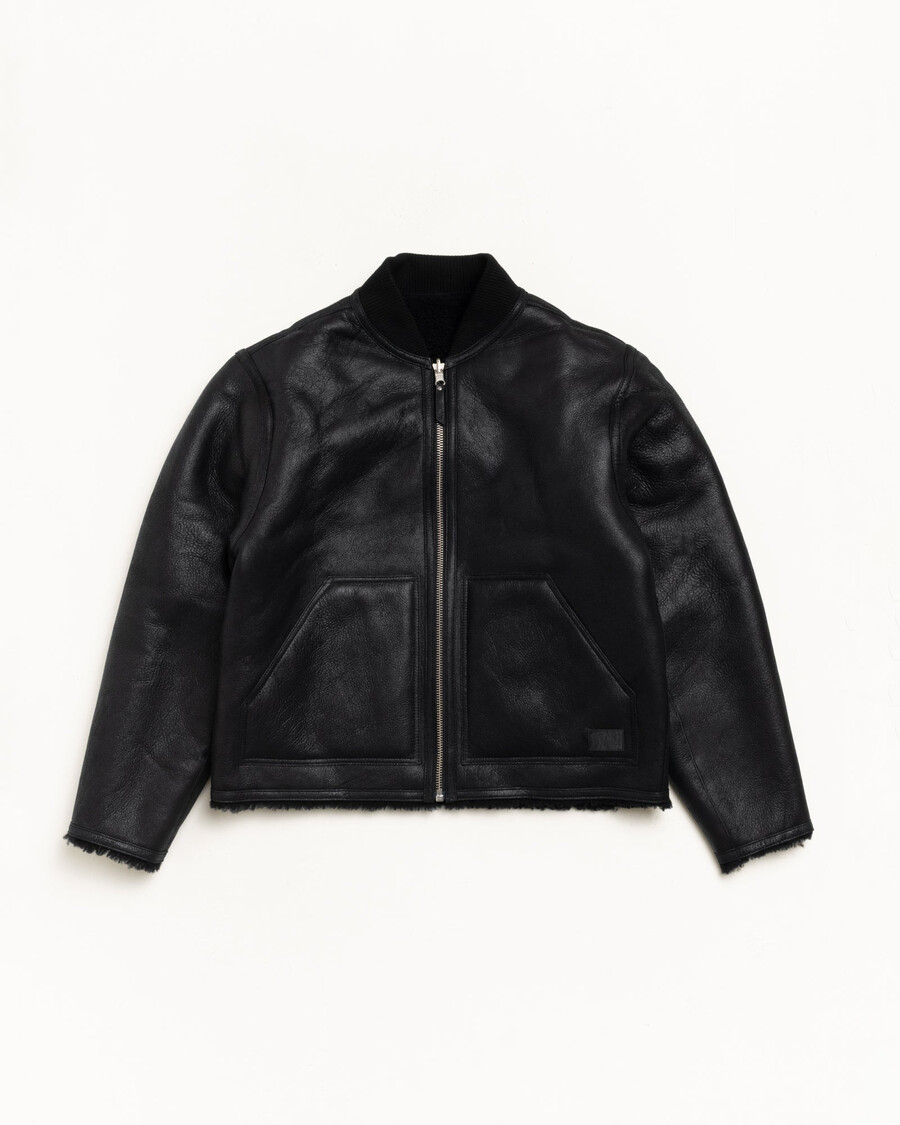 vendbar bomberjakke fra shearling