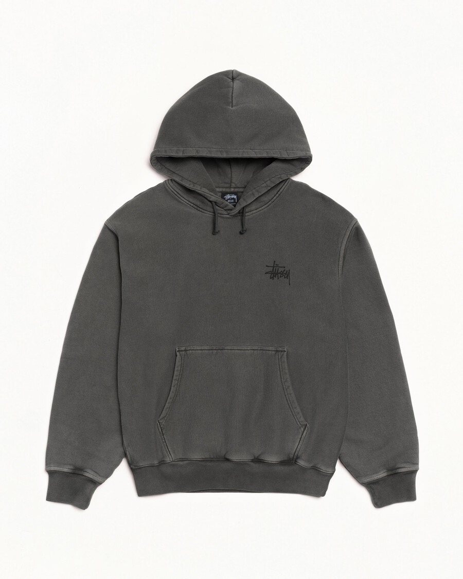 basic stüssy hættetrøje med pigmentfarvet mønster