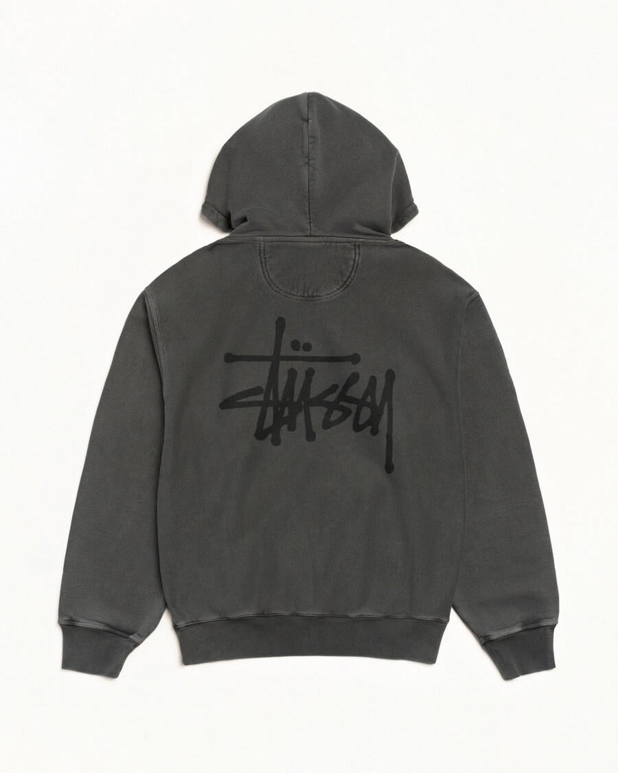 basic stüssy hættetrøje med pigmentfarvet mønster