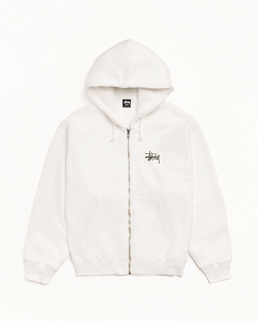 basic stüssy hættetrøje med lynlås pigmentfarvet
