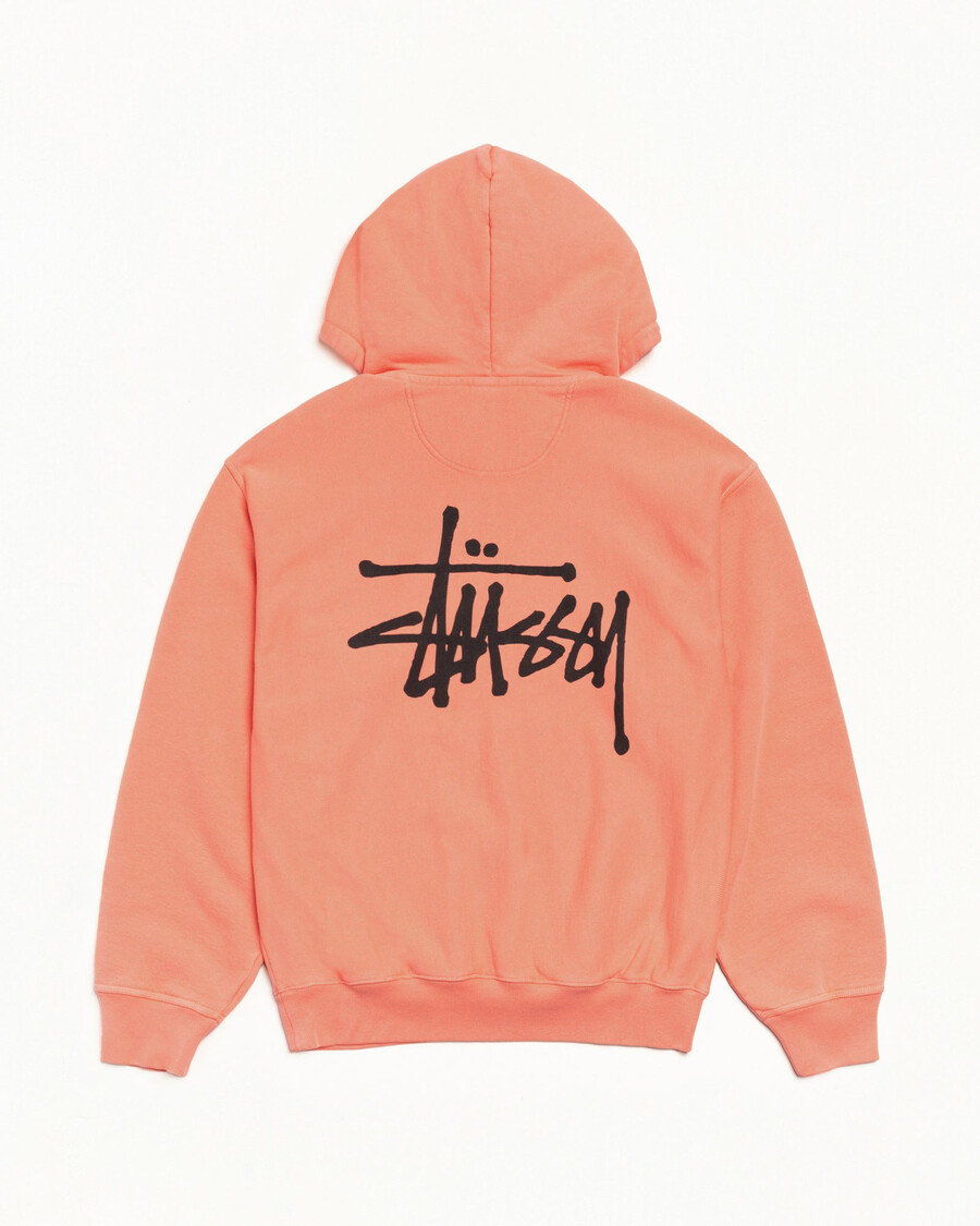 basic stüssy hættetrøje med lynlås pigmentfarvet