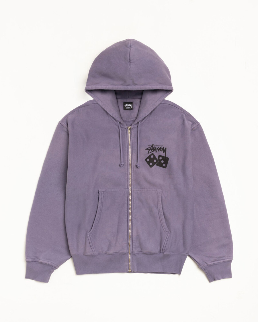 dice zip hoodie pigmentfarvet