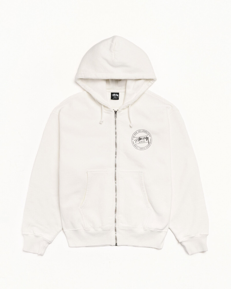 stüssy wear hættetrøje med lynlås pigmentfarvet