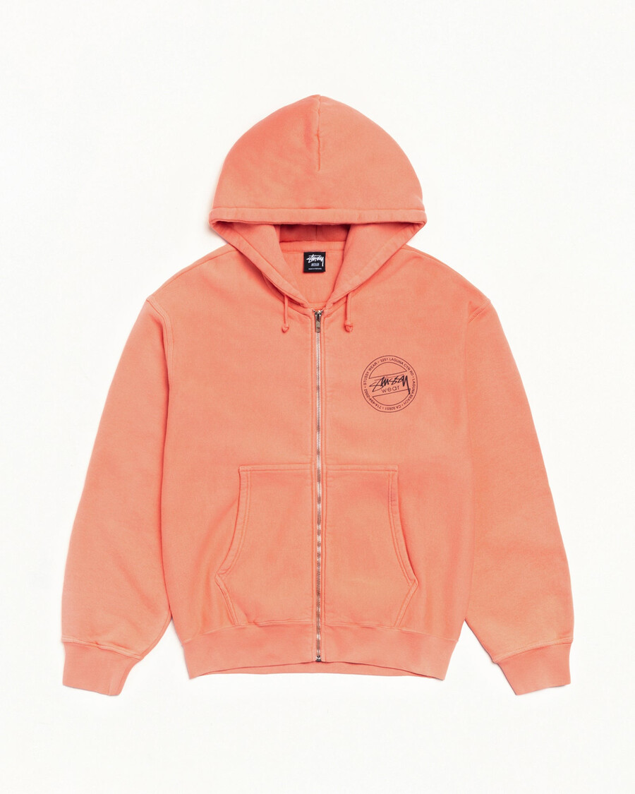 stüssy wear hættetrøje med lynlås pigmentfarvet